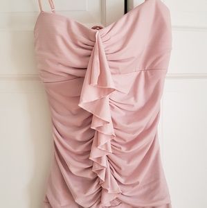 Pink Ruffled Front Tank Top